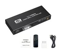 TECKEEN Video Wall Controller 4K Matrix 2x2 Video Wall Processor 1X2 1X4 1X3 2X1 3x1 4X1, Support HDMI and DVI Input and 4 HDMI Output Multi-Screen Splicing Display Controller with Remote Control