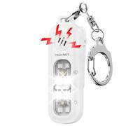 TECKNET 130dB Personal Alarms for Women with SOS Strobe Light, Rechargeable Clip On Torch & IPX4 Waterproof Running Lights, Safety Siren Panic Alarm with Keychain for Runners Kids and Elderly - White