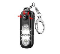 TECKNET 130dB Personal Alarm with SOS Strobe Light, Rechargeable Clip On Torch & IPX4 Waterproof Running Lights, Rape Alarm for Women, Safety Siren with Keychain for Runners Kids and Elderly - Black