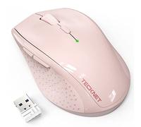 TECKNET 2.4G Classic Wireless Mouse for Laptop, 3200 DPI Optical Computer Mouse with 6 Adjustable Levels, 30 Months Long Battery Life Cordless USB Mouse for Notebook, PC, Office Home Work (Pink)