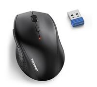 TECKNET 2.4G Classic Wireless Mouse for Laptop, 4800 DPI Optical Computer Mice with 6 Adjustable Levels, 30 Months Long Battery Life Cordless USB Mouse for Notebook, PC, Office Home Work(Dark Black)