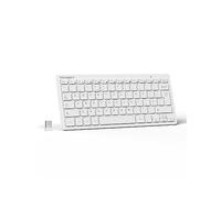 TECKNET 2.4G Wireless Compact Mini Keyboard, UK Layout, White | Quiet Typing, 12-Month Battery Life, 15m Wireless Range, Plug & Play, Windows & Chrome OS Compatible