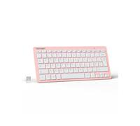TECKNET 2.4G Wireless Keyboard For Windows/Chrome OS, UK Layout Compact Mini Keyboard, Small Silent Whisper-Quiet Keyboards with 12 months Battery Life (Pink)