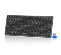 TECKNET 2.4G Wireless Keyboard, Rechargeable Bluetooth Keyboard for 4 Devices, Tri-Mode (3BT 5.0 + 2.4GHz), UK QWERTY Compact Mini Keyboard, Silent