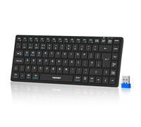 TECKNET 2.4G Wireless Keyboard, Rechargeable Bluetooth Keyboard for 4 Multi Devices, QWERTY UK Layout Compact Mini keypad, Small Silent Keys for Laptop, Phone, Smart TV, Computer, Tablet - Black