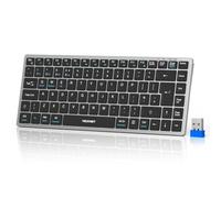 TECKNET Wireless Keyboard, Rechargeable 2.4GHz USB Bluetooth Keyboard for 4 Multi Devices, UK Layout Compact Mini Keyboard, Small Silent Keyboards for Laptop,PC,Computer, Tablet (Sliver, S)