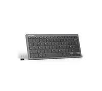 TECKNET 2.4G Wireless Mini Keyboard for Windows/Chrome OS, UK Layout, Silent, Long Battery Life (Grey)