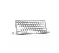 TECKNET 2.4G Wireless Keyboard, Small Keyboards with Media Hotkeys, Ultra Slim Compact Wireless Keyboard, 12-Month Battery Life, Compatible with PC, Desktop, Laptop, Smart TV - Silver