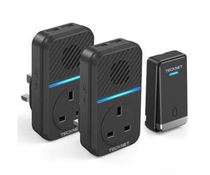 TECKNET 2-in-1 Plug-Through Doorbell with USB & AC Sockets, Self-Powered