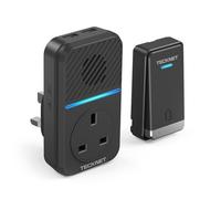 TECKNET 2-in-1 Plug-Through Wireless Doorbell with USB & AC Sockets, Self-Powered Doorbell, Doorbell & Charger in One, Save Your Wall Socket, IP65 Waterproof, 60 Chimes, LED Light Flash, Black