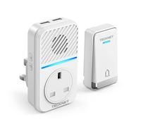 TECKNET 2-in-1 Plug-Through Wireless Doorbell with USB & AC Sockets, Self-Powered Doorbell, Doorbell & Charger in One, Save Your Wall Socket