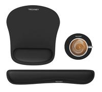 TECKNET 3 IN 1 Mouse Pad and Wrist Rest Set, Memory Foam Keyboard Wrist Support, Ergonomic Mouse Mat for Pain Relief, Non-Slip Rubber Base, Comfortable for Computer and Laptop Home Office Gaming
