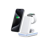 TECKNET 3 in 1 Wireless Charging Station,Fast Wireless Charger Stand for iPhone 17/16/15/14/13/12 or Samsung, other Qi-Enabled Phones, Apple Watch & AirPods