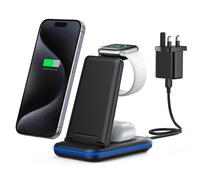 TECKNET 3 in 1 Wireless Charging Station,Fast Wireless Charger Stand for iPhone 17/16/15/14/13/12 or Samsung, Apple Watch & AirPods with 18W UK