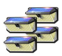 TECKNET 416 LED Solar Lights Outdoor Garden 4200Lm, Motion Sensor Garden Lights, 300° Angle & 3 Lighting Modes, Security Outdoor Wall Light IP66 Waterproof for Fence Front Door Yard Garage, 4 Packs