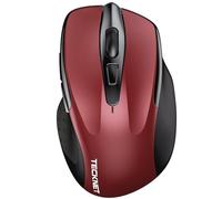 TECKNET 4800DPI Wireless Mouse, BT5.0/2.4G, 6 DPI, 30-Month Battery,Red