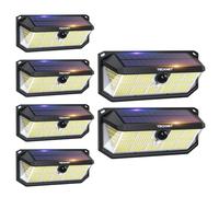 TECKNET 495 LED Solar Lights Outdoor Garden, 120° Detection Security Lights Outdoor Motion Sensor with 1800mAh, IP66 Waterproof, 300° Angle & 3 Modes Outdoor Wall Lights for Fence Garage Yard, 6 PCS