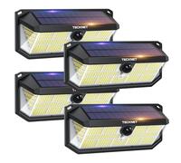 TECKNET 495 LED Solar Lights Outdoor Garden, 120° Detection Security Lights Outdoor Motion Sensor with 1800mAh, IP66 Waterproof, 300° Angle & 3 Modes Outdoor Wall Lights for Fence Garage Yard, 4 PCS