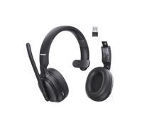 TECKNET 5.4 Bluetooth Headphones Over Ear, Stereo/Mono 2-in-1 Wireless Headphones, 65H Playtime & Mute, Wireless Headset with ENC Noise Cancelling Microphone for Home Trucker Office Call Center, Black
