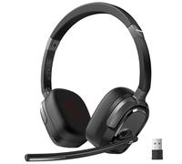 TECKNET 6.0 Bluetooth Headset with mic, HS026 Wireless Headset with Microphone, 50H Playtime & Mute, Wireless Headphones with Mic, On-Ear Headphones with USB for Trucker Cellphone Office Call Center