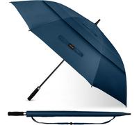 Tecknet 68" Golf Umbrella: Windproof, Double Vented Canopy. Auto Open With Eva Grip For Sun, Rain & Wind. Blue.