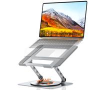 TECKNET Adjustable Laptop Stand for Desk 360° Rotating Ergonomic Laptop Holder with Cooling Ventilation - Foldable Design for 10kg/10-17.3 Inch Laptops, MacBooks & Tablets (Silver)
