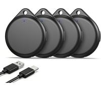 TECKNET Air Tracker Tag Item Finder, Airtag Compatible with Apple Find My (iOS Only), Rechargeable & IP67 Waterproof, 90dB Loud Alarm, Suitable for Luggage, Bags, Wallets, Keys Tracking Tag - 4 Pack