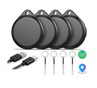 TECKNET Air Tracker Tags 4 Pack, Rechargeable Tracker for Apple Find My | Find lost items fast with Apple Find My, loud 90dB alarm, IP67 waterproofing, and rechargeable battery lasting up to 3 years