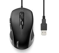 TECKNET Wired Mouse, Mice Wired Optical USB Computer Mouse With 3600 DPI Tracking, Gaming Grade Sensor, 6 Buttons, Business Office Mouse PC/Laptop, Great Mouse for Graphic Design (Black, Medium)