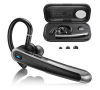 TECKNET Bluetooth Earpiece, Bluetooth 5.4 Wireless Headset with Dual Mic ENC Noise Cancelling & Mute, Real-Time AI Translation, 56H LED Charging Case, Single-Ear Headset for Business, Travel, Truckers
