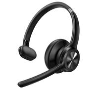 TECKNET Bluetooth Headset, Wireless Headset with Microphone Noise Cancelling for Work, BT6.0 with 60hrs Working Time, One Click Mute & Rotatable Mic Single Ear Headphone for Office/Call Center/Truck
