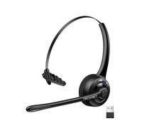 TECKNET Bluetooth Headset, Wireless On Ear Headphones with Noise Cancelling Microphone & USB Dongle, Hand Free Wireless Headset with Mute microphone