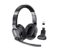 TECKNET Bluetooth Headset with Microphone, Wireless Headset with Microphone for Laptop PC Mac, Single Dual Ear Noise Cancelling Headset with 3 EQ Modes, USB Headset for call center/Skype/Truck Drivers