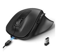 TECKNET Bluetooth Mouse (BT5.0/3.0 and 2.4G), Multi-Device Wireless Mouse, 4800 DPI Rechargeable Silent Mice, Computer Mouse with Thumb Rest, Ergonomic Wireless Mouse for Laptop/Mac/PC, Black