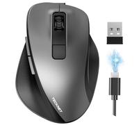 TECKNET Bluetooth Mouse (BT5.0/3.0 and 2.4G), Multi-Device Wireless Mouse, 4800 DPI Rechargeable Silent Mice, Computer Mouse with Thumb Rest, Ergonomic Wireless Mouse for Laptop/Mac/PC, Grey