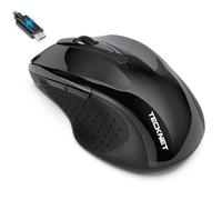 TECKNET Bluetooth Mouse Jiggler, Rechargeable Wireless Mouse (BT 5.0/3.0+2.4G) with Build-in Jiggler Mover Keeps Computer Awake, 4800 DPI Silent Ergonomic 6 Buttons Mouse for Laptop, Black