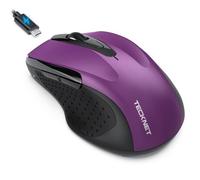 TECKNET Bluetooth Mouse Jiggler, Rechargeable Wireless Mouse (BT 5.0/3.0+2.4G) with Build-in Jiggler Mover Keeps Computer Awake, 4800 DPI Silent Ergonomic 6 Buttons Mouse for Laptop, Purple