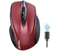 TECKNET Bluetooth Mouse, Rechargeable Bluetooth Wireless Mouse(Tri-Mode: BT 5.0/3.0+2.4G), 4800DPI Adjustable, Silent Ergonomic Wireless Mouse for Laptop PC Computer, Windows Mac OS,6 Buttons (Red)
