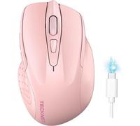 TECKNET Bluetooth Mouse, Wireless Mouse Bluetooth Rechargeable (Tri-Mode: BT 5.0/3.0+2.4G), 4800DPI Adjustable, Silent Ergonomic Wireless Mouse for Laptop PC Computer, Windows Mac OS,6 Buttons, Grey