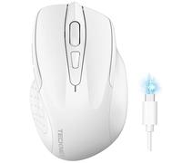 TECKNET Bluetooth Mouse, Rechargeable Bluetooth Wireless Mouse(Tri-Mode: BT 5.0/3.0+2.4G), 4800DPI Adjustable, Silent Ergonomic Wireless Mouse for Laptop PC Computer, Windows Mac OS,6 Buttons(White)