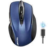 TECKNET Bluetooth Mouse, Rechargeable Bluetooth Wireless Mouse(Tri-Mode: BT 5.0/3.0+2.4G), 4800DPI Adjustable, Silent Ergonomic Wireless Mouse for Laptop PC Computer, Windows Mac OS,6 Buttons (Blue)