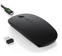 TECKNET Bluetooth Mouse, Slim Rechargeable Wireless Mouse with 4800/3200/2400/1600/1200/800 DPI, USB-C, 2.4G Receiver, Quiet Portable Mini Mouse for MacBook Air/Pro, iMac, Surface Pro, PC