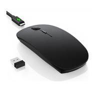 TECKNET Bluetooth Mouse, Slim Rechargeable Wireless Mouse with 4800/3200/2400/1600/1200/800 DPI, USB-C, 2.4G Receiver, Quiet Portable Mini Mouse for