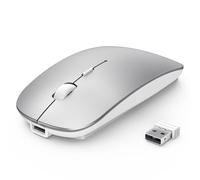 TECKNET Bluetooth Mouse, Slim Rechargeable Wireless Mouse with 4800/3200/2400/1600/1200/800 DPI, USB-C, 2.4G Receiver, Quiet Portable Mini Mouse for MacBook Air/Pro, iMac, Surface Pro, PC