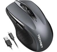 TECKNET Bluetooth Mouse, Wireless Mouse Rechargeable Gray