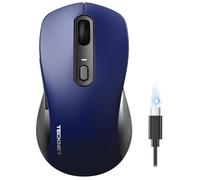 TECKNET Bluetooth Mouse, Wireless Mouse Rechargeable Tri-Mode Bluetooth 5.0/3.0+2.4G for Laptop, Silent 4800DPI PC Computer Mice with 6 Adjustable Levels for Windows, Mac, Linux, Chrome, Blue