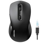 TECKNET Bluetooth Mouse, Wireless Mouse Rechargeable Tri-Mode Bluetooth 5.0/3.0+2.4G for Laptop, Silent 4800DPI PC Computer Mice with 6 Adjustable Le