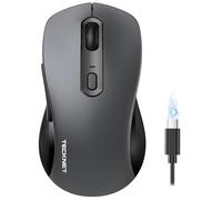 TECKNET Bluetooth Mouse, Wireless Mouse Rechargeable Tri-Mode Bluetooth 5.0/3.0+2.4G for Laptop, Silent 4800DPI PC Computer Mice with 6 Adjustable Levels for Windows, Mac, Linux, Chrome, Gray