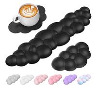 TECKNET Cloud Wrist Rest Keyboard Wrist Rest Set Wrist Support, Memory Foam & PU Leather, Cloud Keyboard Rest for Wrist Support and Arm Rest, Desk Cloud Wrist Pad for PC/Gaming/Hand Cushion/Computer
