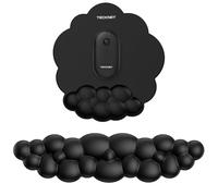 TECKNET Cloud Wrist Rest Mat, Keyboard and Mouse Mat Wrist Support Set, Memory Foam & PU Leather, Ergonomic and Non-Slip Mouse Pad for Computer Laptop Typing,Gaming,Black